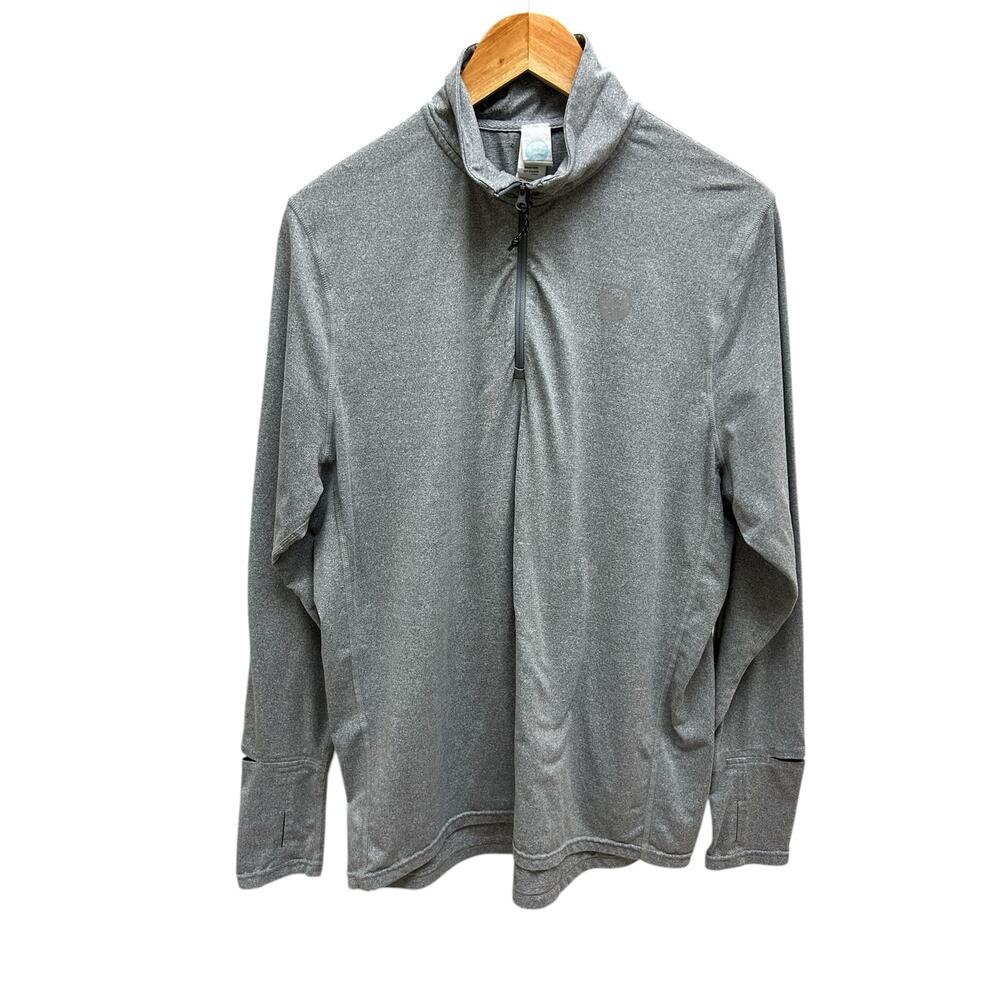 Mountain High Outfitters Tech 1/4‎ Zip Large Gray Pullover Thumbholes Mens Top